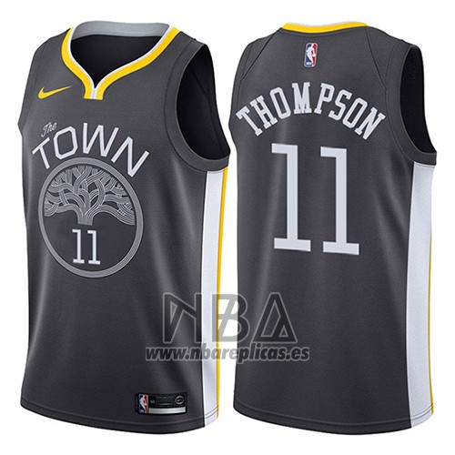 Camiseta Golden State Warriors Klay Thompson NO 11 Statement 2017-18 Negro